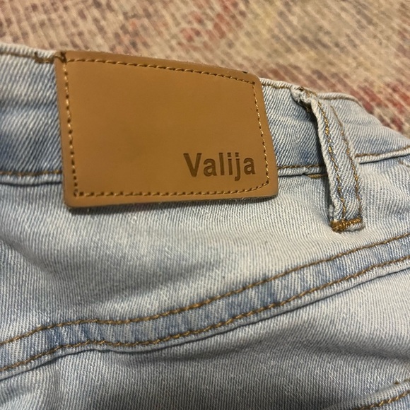 High waist wide leg flare denim jeans pants Raw Hem Valija light boho retro 90s - Picture 7 of 11